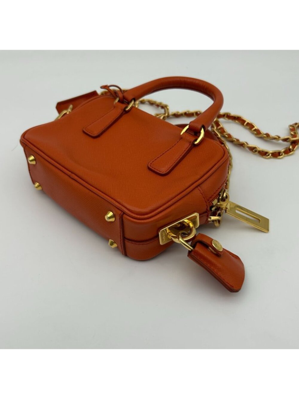 Prada Orange Saffiano Leather Shoulder - Picture 15 of 15